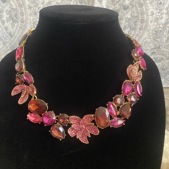 INC International Concepts Gold Pave Flower & Crystal Statement Necklace - Picture 1 of 2